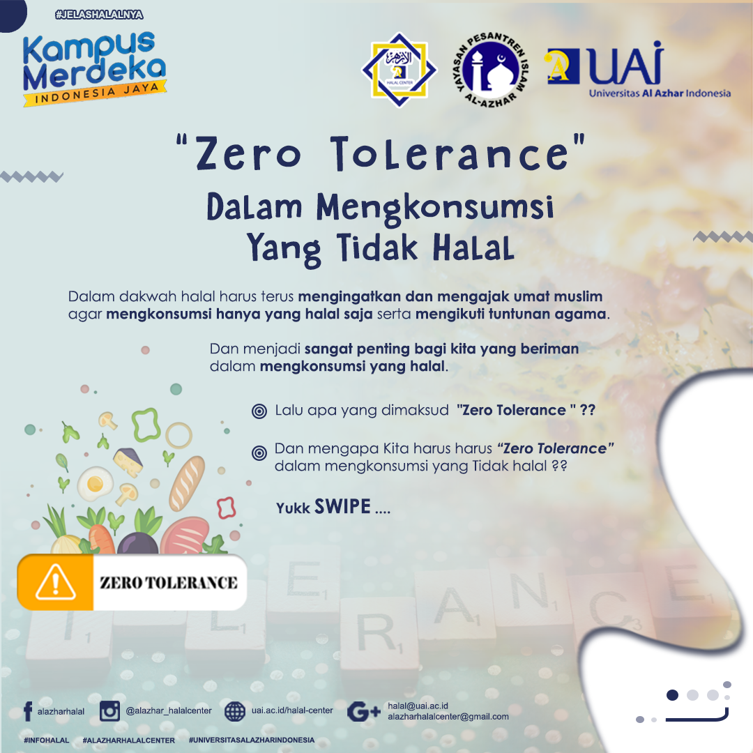 HARUS “ZERO TOLERANCE” DALAMMENGKONSUMSI YANG TIDAK HALAL